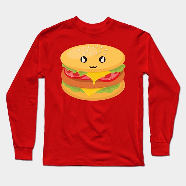 Kawaii burger doodle Long Sleeve T-Shirt by Marzuqi che rose